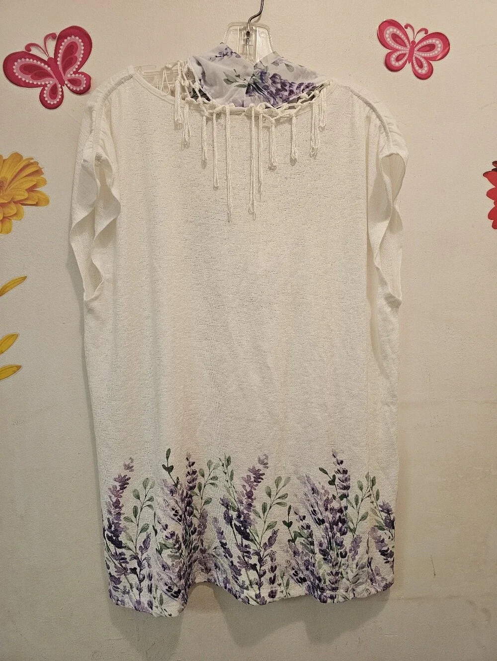 Cactus + Pearl XL Lavender Floral Top w/ Matching Fringe Infinity Scarf